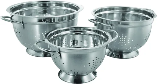 Vista 4 de Uniware Colador profesional de acero inoxidable estilo alemán, plateado, resistente (5 cuartos de galón)
