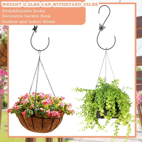 Vista 5 de 4 ganchos de metal para comedero de colibríes, colgador de gancho de acero inoxidable para comedero de pájaros de 12 pulgadas, gancho de rama