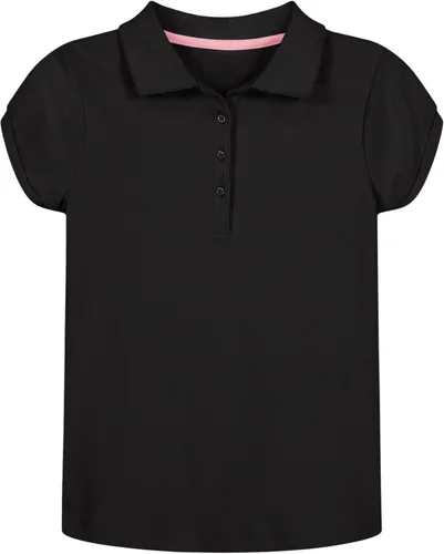 Vista 15 de Nautica Camisa polo de manga corta para uniforme escolar para niñas, cierre de botón, tela de piqué suave