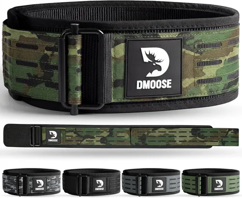 Vista 10 de DMoose Fitness Cinturón de levantamiento de pesas con bloqueo automático para hombres y mujeres, cinturón de nailon de 4 pulgadas para sentadillas