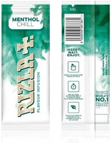 Vista 2 de Rizla Tarjetas de Infusiones de Sabor Menthol Chill Caja Completa de 25