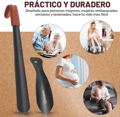 Vista 6 de ZOMAKE Long Shoe Horn for Seniors Men,Metal Shoehorn Long handle for Boots, Shoe Spoon Helper