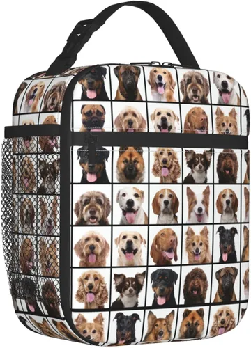 Vista 2 de Bolsa de almuerzo con diseño de animales para perros, con aislamiento, portátil, reutilizable, con cremallera, para picnic diario, trabajo, oficina