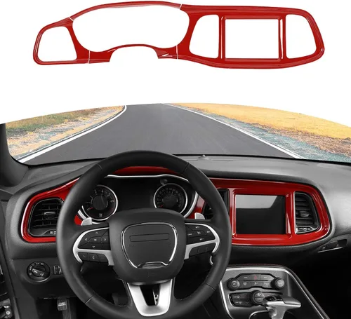 Vista 8 de RT-TCZ para Challenger Cubierta de Panel de Tablero de Consola Central Naranja para Dodge Challenger 2015-2023 Accesorios Interiores Naranjas 4