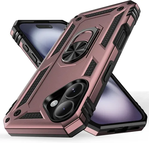 Vista 8 de Korecase Funda de teléfono para iPhone 16 con anillo de soporte, grado militar, a prueba de golpes, cuerpo completo, protección resistente para Negro