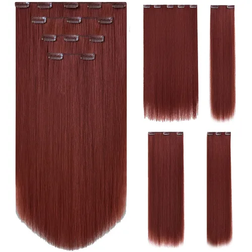 Vista 22 de Extensión de cabello negro oscuro, extensiones de cabello con clip de 22 pulgadas
