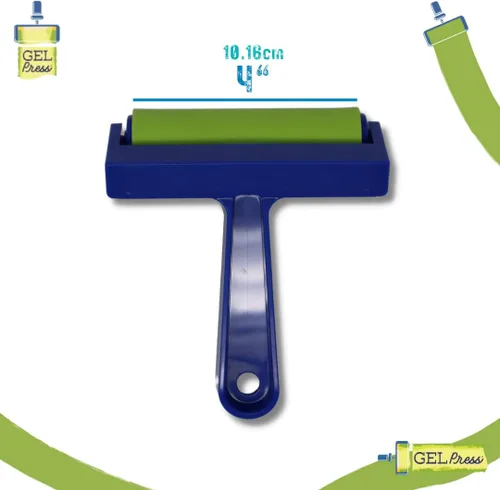 Vista 2 de Brayer de goma Gel Press de 4 pulgadas, para grabado, álbumes de recortes, manualidades de papel, decoración del hogar y más, azul y verde