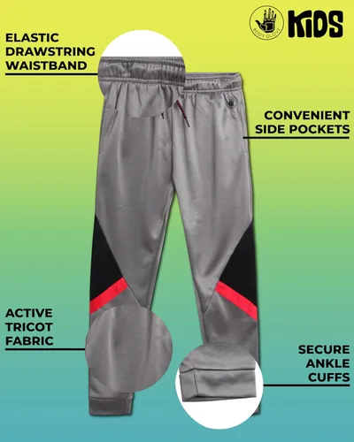 Vista 4 de Body Glove Pantalones de chándal para niños - Paquete de 4 Joggers de Tricot Performance para niños con cordón en la cintura - Pantalones deportivos