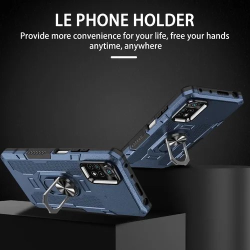 Vista 2 de Compatible con funda para teléfono Xiaomi Poco X4 Pro 5G y protector de pantalla de vidrio templado, soporte de anillo, soporte de soporte