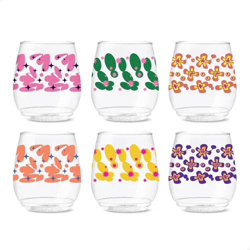 Vista 12 de TOSSWARE POP - Juego de 6 copas de champán con estampado de flauta de 9 onzas, de alta calidad, reciclables, irrompibles y de plástico transparente
