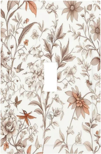 Vista 13 de Decorative Outlet Covers Blue Background White Cat Daisy Floral 2-Gang 1-Gang Wall Plate Single Toggle/Rocker Farmhouse Style Light Switch Covers