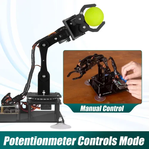Vista 9 de Kit de brazo robótico 5-DOF compatible con Arduino IDE, kit de construcción de robot STEM programable, codificación de bricolaje, brazo de robot