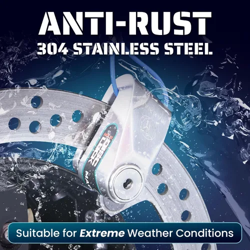 Vista 3 de Magmaus® MBL05 [Nunca se oxida] Bloqueo de freno de disco - [Alta seguridad] [Acero inoxidable 304] - Resistente a la intemperie - Cable