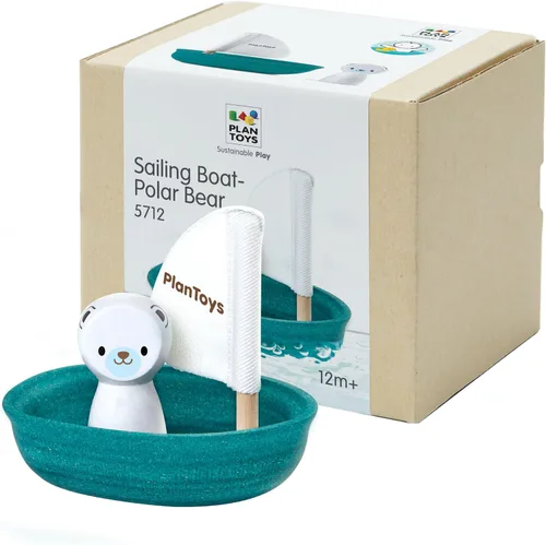 Vista 10 de PlanToys® Juguete de baño de barco de carga para niños pequeños Barco flotante con bloques de carga para jugar en el agua Juguete educativo