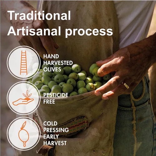 Vista 3 de Aceite de oliva virgen extra Zahara de Italia AOVE puro siciliano Cosecha temprana rica en polifenol prensado en frío Ganador de múltiples
