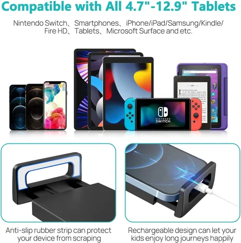 Vista 6 de Soporte para tablet con reposacabezas, soporte para iPad para asiento trasero de automóvil, soporte para tableta, iPhone, Fire HD y todos