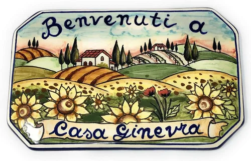 Vista 8 de CERAMICHE D'ARTE PARRINI - Azulejo de cerámica italiana de cerámica personalizada Número de casa placas de dirección cívica Paisaje decorado a mano