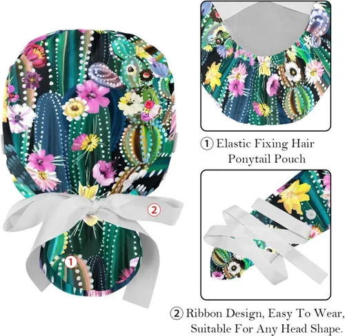 Vista 4 de 2 gorras de trabajo con botón de girasoles florecientes, vintage, ajustable, para cola de caballo, sombreros para mujer