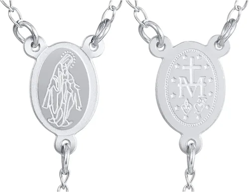 Vista 5 de Hisatan Rosario de cuentas católicas con dije de cruz, rosario, cruz de cuentas de rosario, cadena en Y para mujer, medalla milagrosa de María
