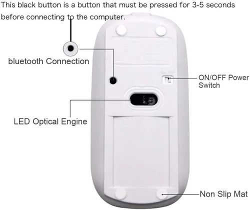 Vista 3 de KLO Mouse Bluetooth recargable para MacBook/MacBook Air/Pro/iPad, mouse inalámbrico para portátil/notebook/PC/iPad/Chromebook (Oro)