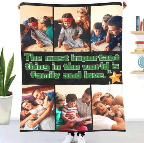 Vista 8 de Manta personalizada con foto y texto personalizado, manta para papá con imágenes de regalo para bebés, amigos, amantes y mascotas, manta