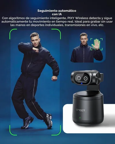 Vista 4 de EMEET PIXY - Cámara de transmisión inalámbrica 4K de doble lente AI
