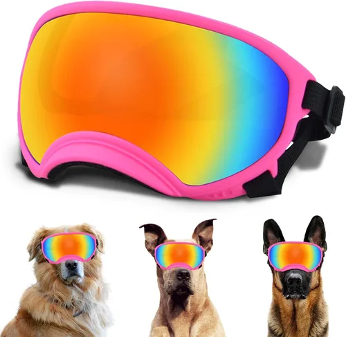 Vista 17 de Gafas de sol para perros medianos con correa ajustable, protección UV, gafas de sol para cachorros a prueba de viento, adecuadas para mascotas