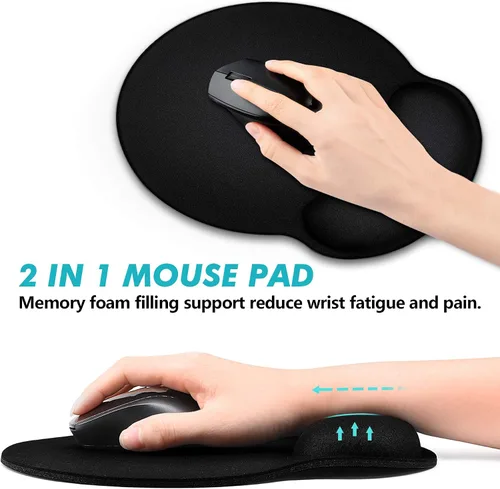 Vista 6 de TONOS Alfombrilla de mouse ergonómica, cómoda alfombrilla de mouse para computadora con soporte de reposamuñecas de espuma viscoelástica.