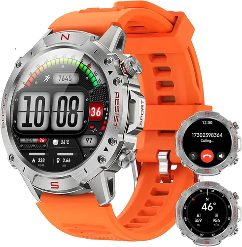 Vista 11 de WalkerFit Reloj inteligente para hombres, pantalla AMOLED redonda de 1.43", 5 ATM resistente al agua, monitor de frecuencia cardíaca y sueño