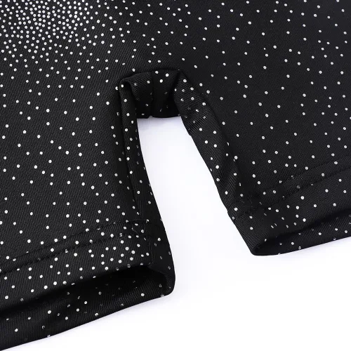 Vista 6 de Leotardo de gimnasia con shorts para niñas, sin mangas, para ciclismo, con diseño de mariposas y flores con brillo, color negro y rosado intenso