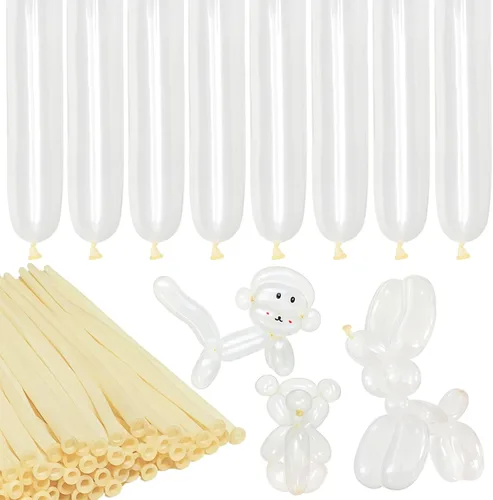 Vista 13 de LXZFCRG 260 Globos Negros Largos para Animales de Globo, 100pcs Globos para Torcer para Guirnalda de Globos Animales Modelado Cumpleaños Boda Fiesta