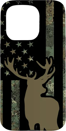 Vista 13 de Funda de camuflaje para iPhone 13 con diseño de alce y caza de bandera americana