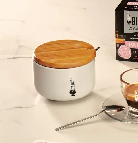 Vista 3 de Bialetti Azucarero Y0TZ102 con tapa de bambú, porcelana