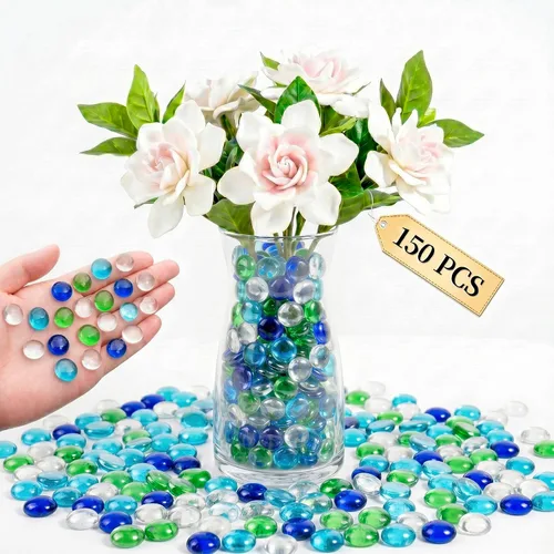 Vista 21 de Mini cuentas de vidrio para jarrones, 0.97 libras de relleno de jarrón decorativo, cuentas planas, gemas de vidrio para manualidades, piedras
