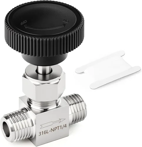 Vista 59 de TAISHER Válvula de aguja de acero inoxidable 316 con mango de rueda 1/2 "NPT macho x 1/2" NPT hembra