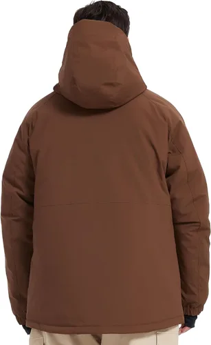 Vista 4 de Chaqueta de esquí impermeable para hombre, abrigos de nieve, snowboard de montaña, rompevientos, parka con capucha Marrón
