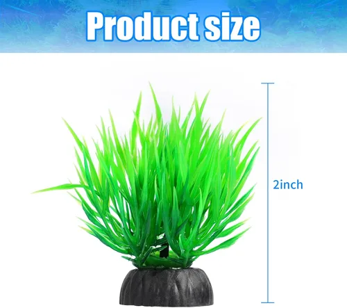 Vista 2 de AQUANEAT Plantas artificiales de acuario, decoraciones de pecera de plástico, 2 pulgadas de alto, 10 paquetes