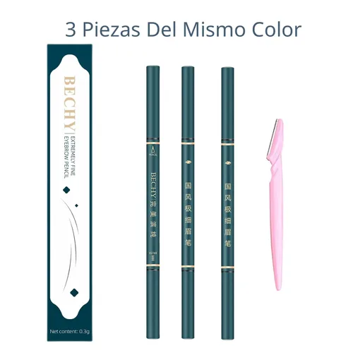 Vista 6 de Lápiz fino para cejas, 3 lápices de cejas marrones impermeables con brocha de bobina, de larga duración para cejas perfectas, profesional #3 Marrón