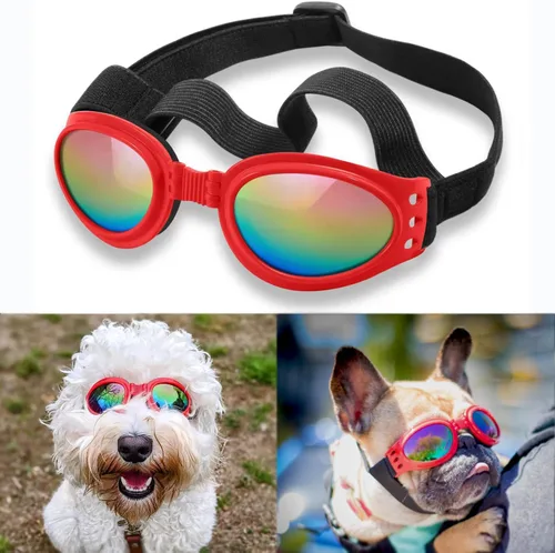Vista 8 de Anteojos de perro Qumy, protección ocular, anteojos de sol impermeables para perros de más de 15 libras, Negro