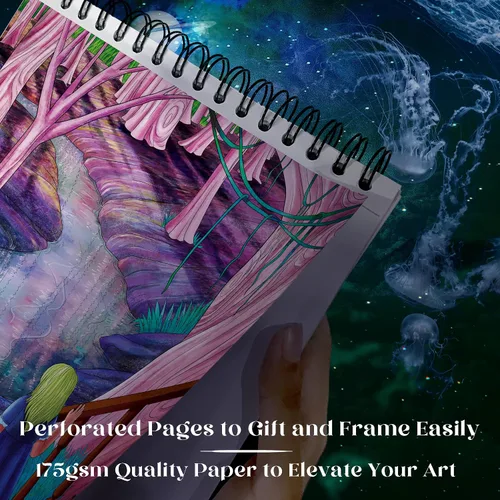 Vista 5 de ColorIt Dreamland - Libro para colorear para adultos, encuadernado en espiral, 50 conceptos únicos de ensueño, impreso de una sola cara en papel