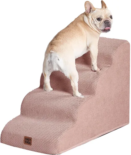 Vista 13 de EHEYCIGA Rampa curvada para escaleras para perros, camas altas de 4