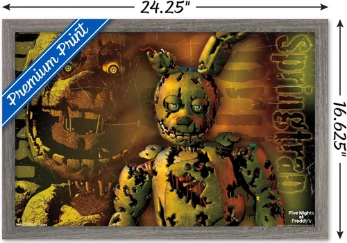 Vista 3 de Trends International Five Nights at Freddy's - Póster de pared Springtrap, 14.725 x 22.375 pulgadas, versión con marco de madera tipo granero