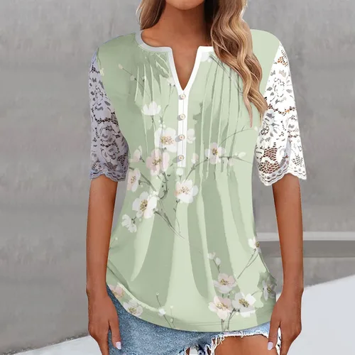 Vista 2 de Camiseta de manga corta para mujer, adecuada y sexy, de moda, de malla transparente, con cuello en V, casual, corta