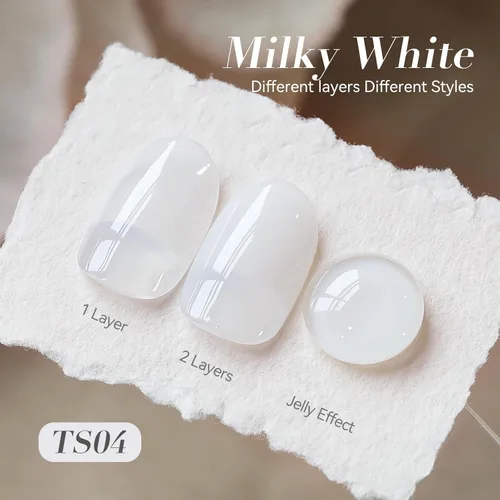 Vista 2 de Born Pretty - Esmalte de gel blanco lechoso, color blanco gelatina