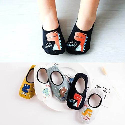 Vista 4 de JUNOAI Toddler Non Skid No Show Socks - Low Cut Anti Slip Grip Slippers for Baby Kids Boys Girls 10 Pairs