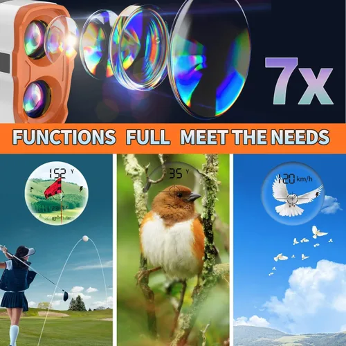 Vista 4 de Golf Rangefinder with Slope - 7X Magnification 1200 Yards Waterproof Laser Golf Rangefinder with Magnet - Flag Lock Vibration Rechargeable
