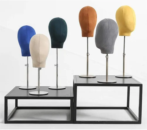 Vista 5 de Soporte de exhibición de joyas para hombres y mujeres, cabeza de maniquí de franela de altura ajustable, modelo de peluca, sombrero de maniquí