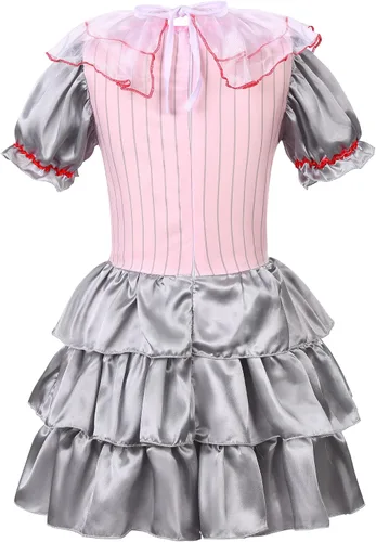 Vista 3 de Simplecc Disfraz de payaso espeluznante para niñas, disfraz de fiesta de cosplay de Halloween
