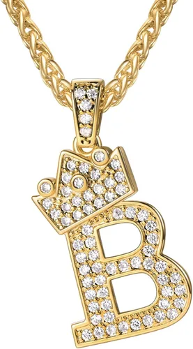 Vista 46 de U7 Crown Initial Number Necklace for Men Women A-Z Letter Pendant Chain a. Oro