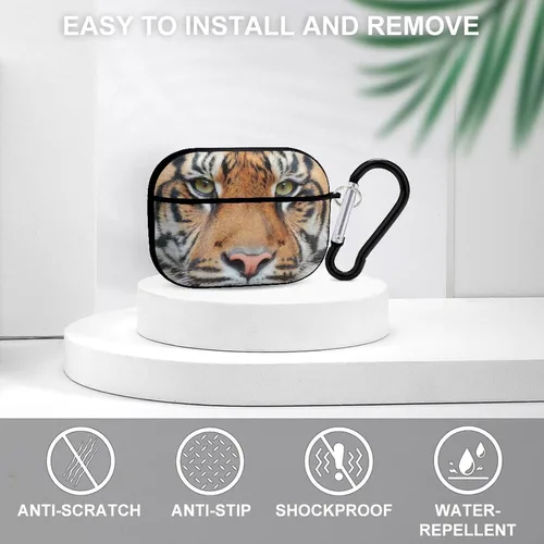 Vista 3 de Funda con estampado de cara de tigre para AirPods Pro de 2ª/1ª generación con llavero de protección completa duradera a prueba de golpes funda